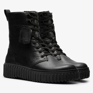 Clarks Torhill Black Leather Ankle Boots